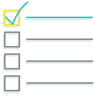A todo checklist with the first item checked